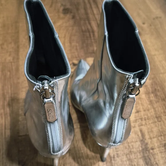 SCHUTZ Silver Metallic Pointed Ankle Booties - Picture 2 of 12